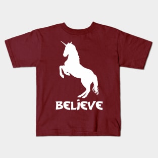 Believe in a White Unicorn Kids T-Shirt